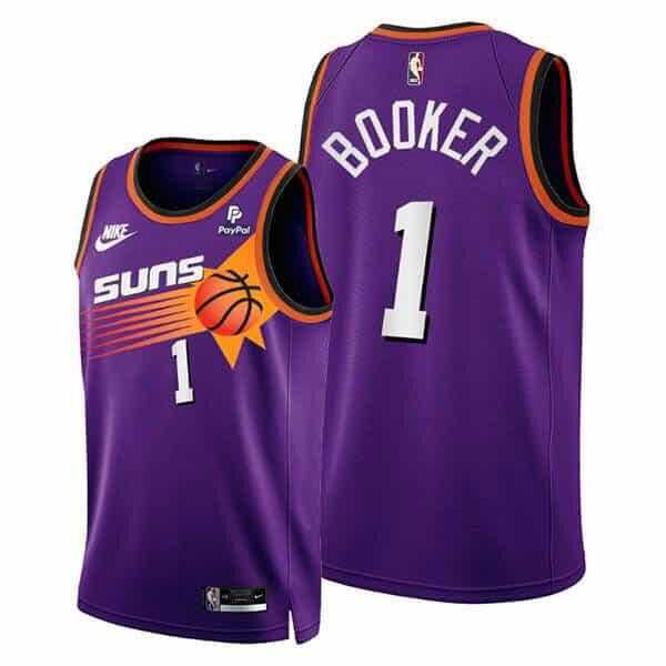 Men%27s Phoenix Suns #1 Devin Booker Purple Stitched Jersey Dzhi